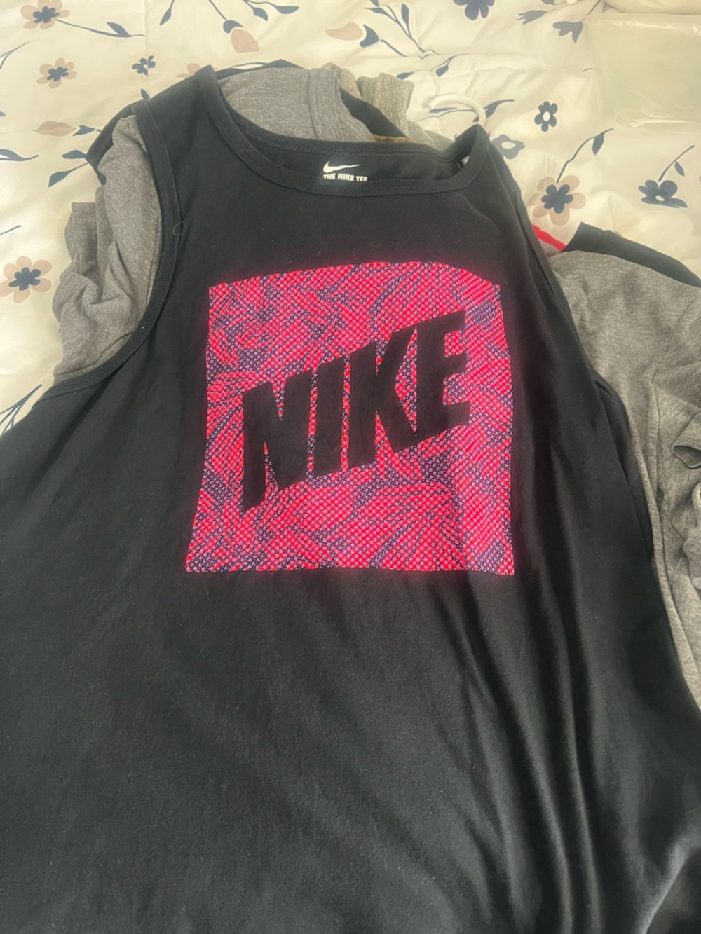 Nike Black Tank Top with Pink Graphic